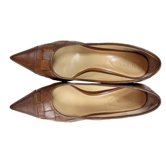 LAUREN RALPH LAUREN Women's 8.5 Lanette Woven Dark Brown Point Toe Heel - Picture 4 of 10